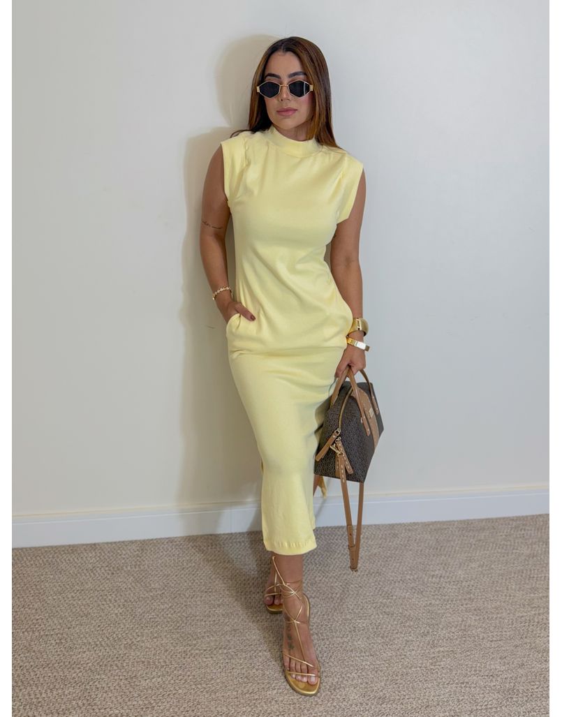 Vestido Canelado Muscle Tee Amarelo