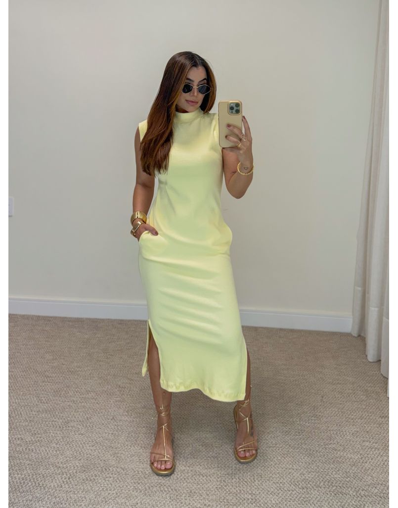 Vestido Canelado Muscle Tee Amarelo