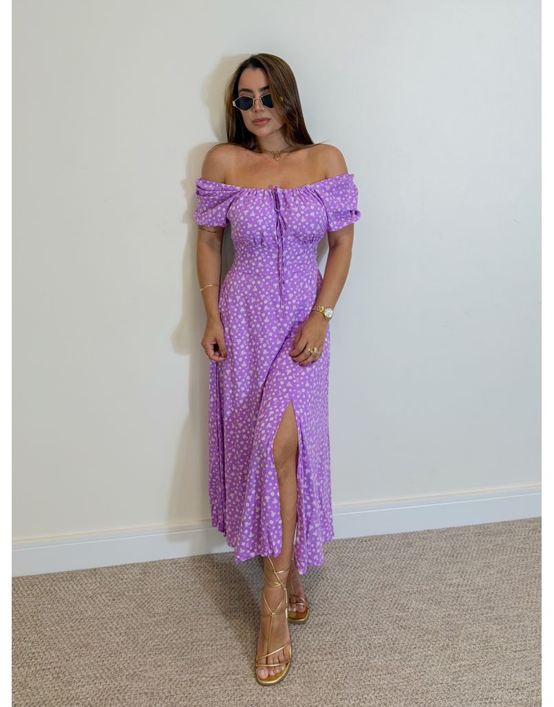 Vestido Mônaco Estampado Lavanda - Loja La Mina 