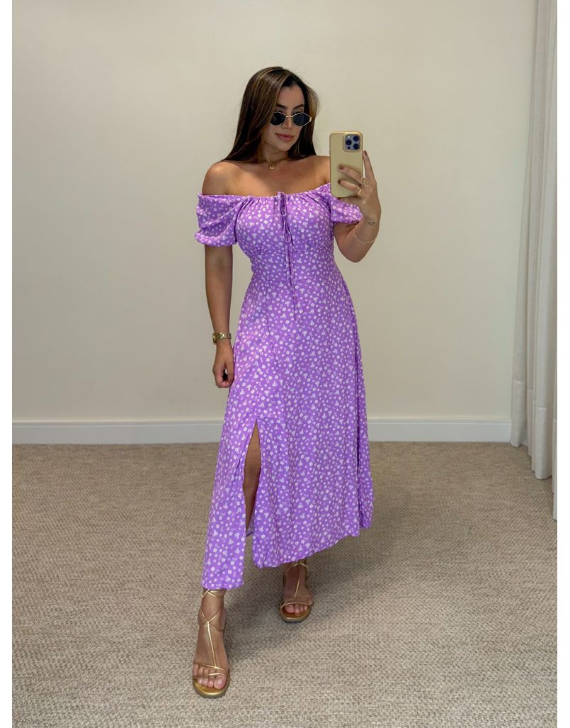 Vestido Mônaco Estampado Lavanda 