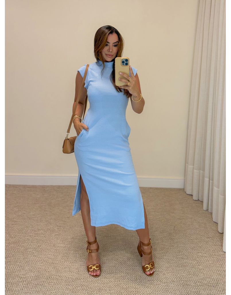 Vestido Canelado Muscle Tee Baby Blue