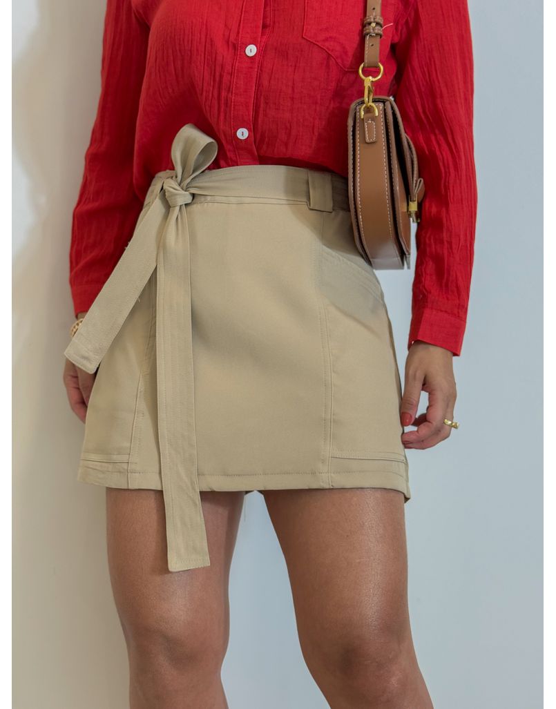 Short Saia Cinto Patricia Caqui - Loja La Mina 