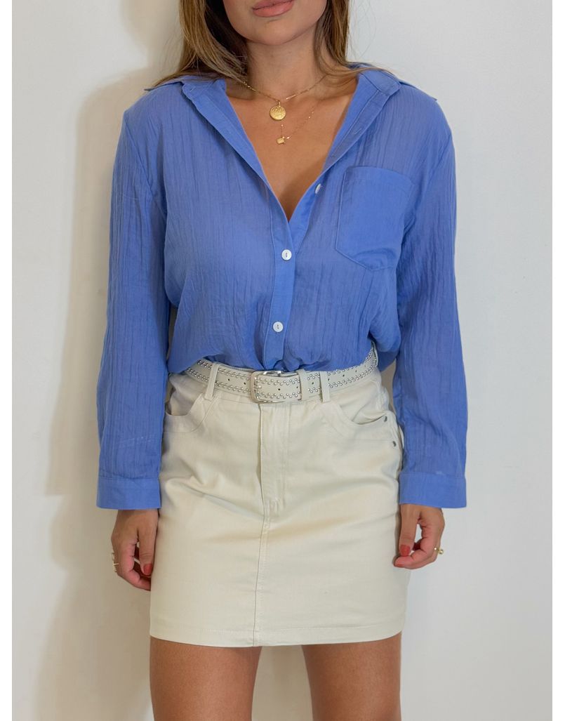 Camisa Viscolinho Azul