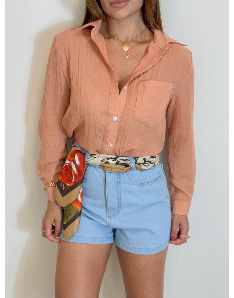 Camisa Viscolinho Salmão