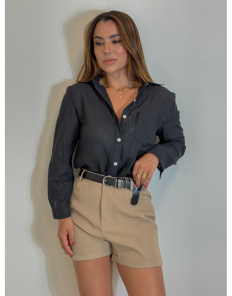 Camisa Viscolinho Preta - Loja La Mina 