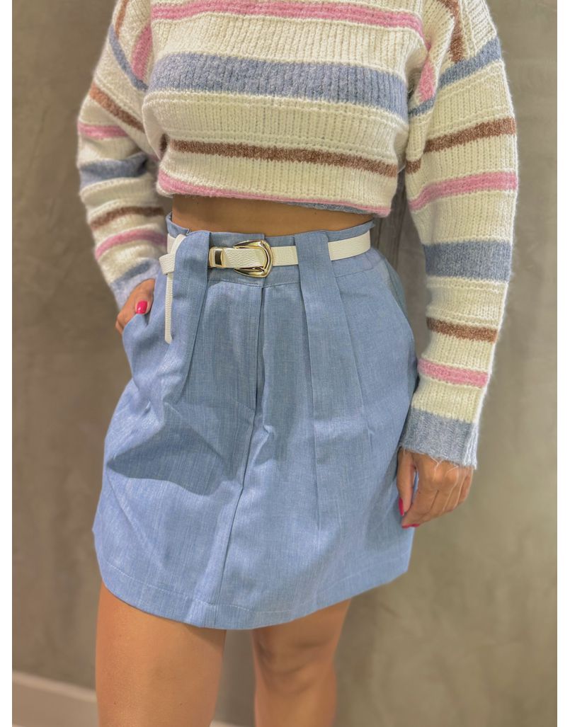 Short Saia Clarice Azul Jeans - Loja La Mina 