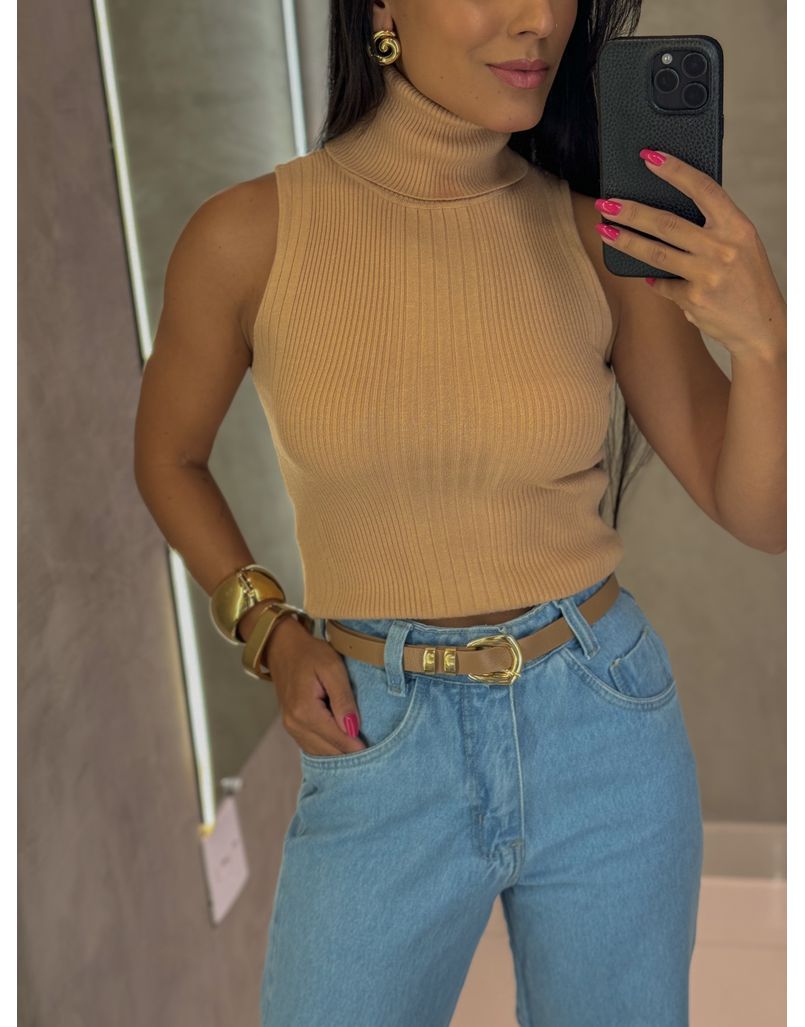 Blusa Gola Alta Camily Cappuccino - Loja La Mina 