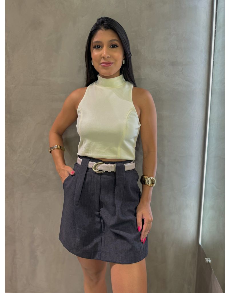 Blusa Gola Alta Lisboa Creme - Loja La Mina 