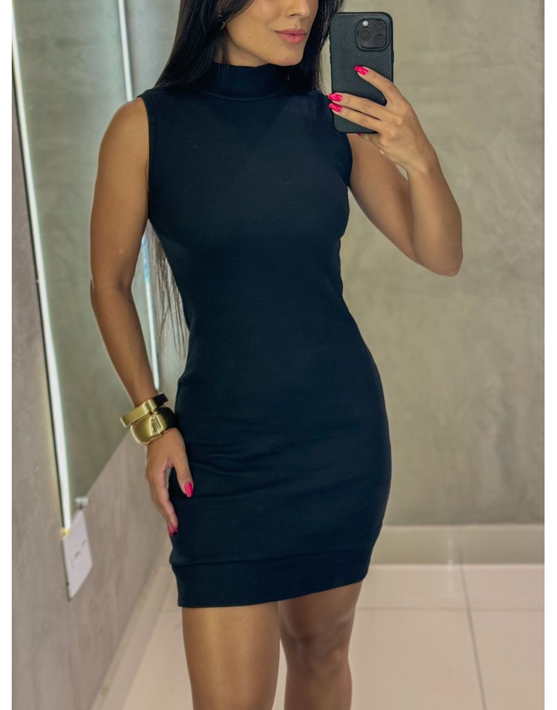 Vestido Canelado Eduarda Preto