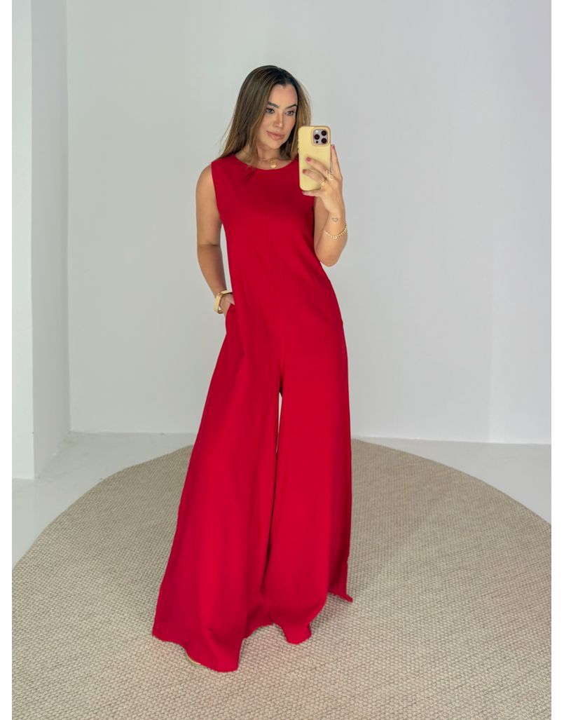 Macacão Pantalona Mônica Vermelho