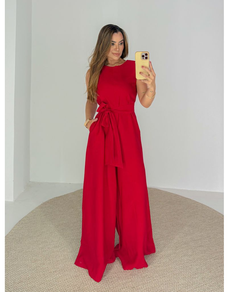 Macacão Pantalona Mônica Vermelho