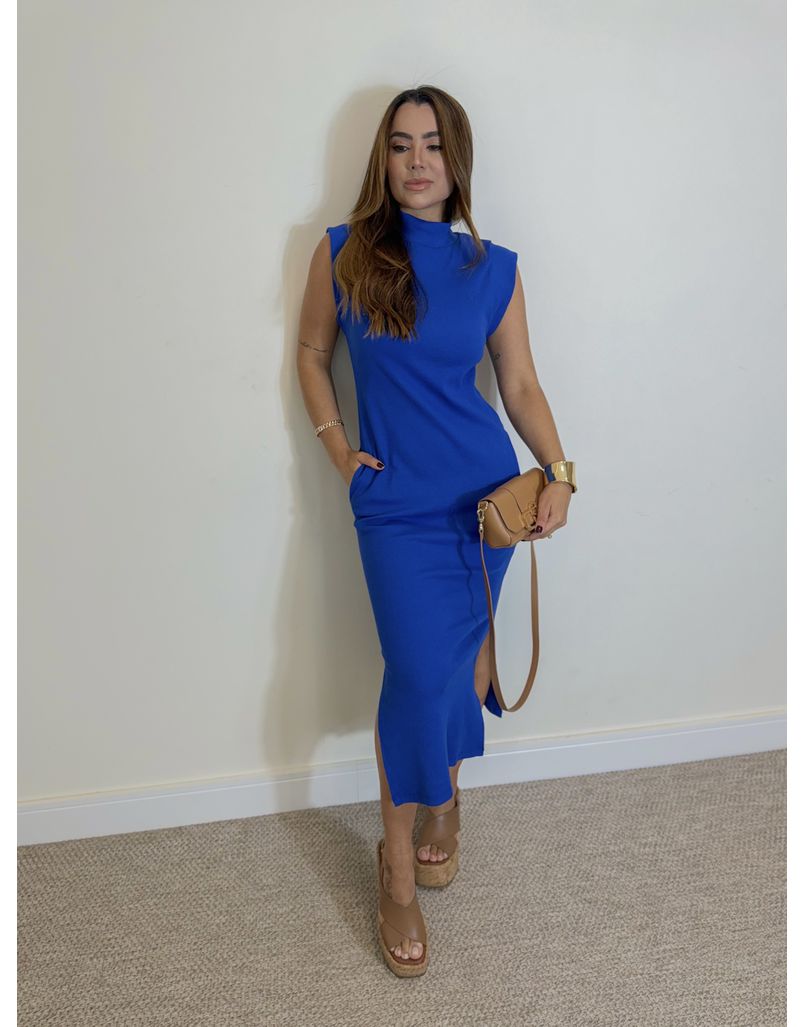 Vestido Canelado Muscle Tee Azul Royal - Loja La Mina 