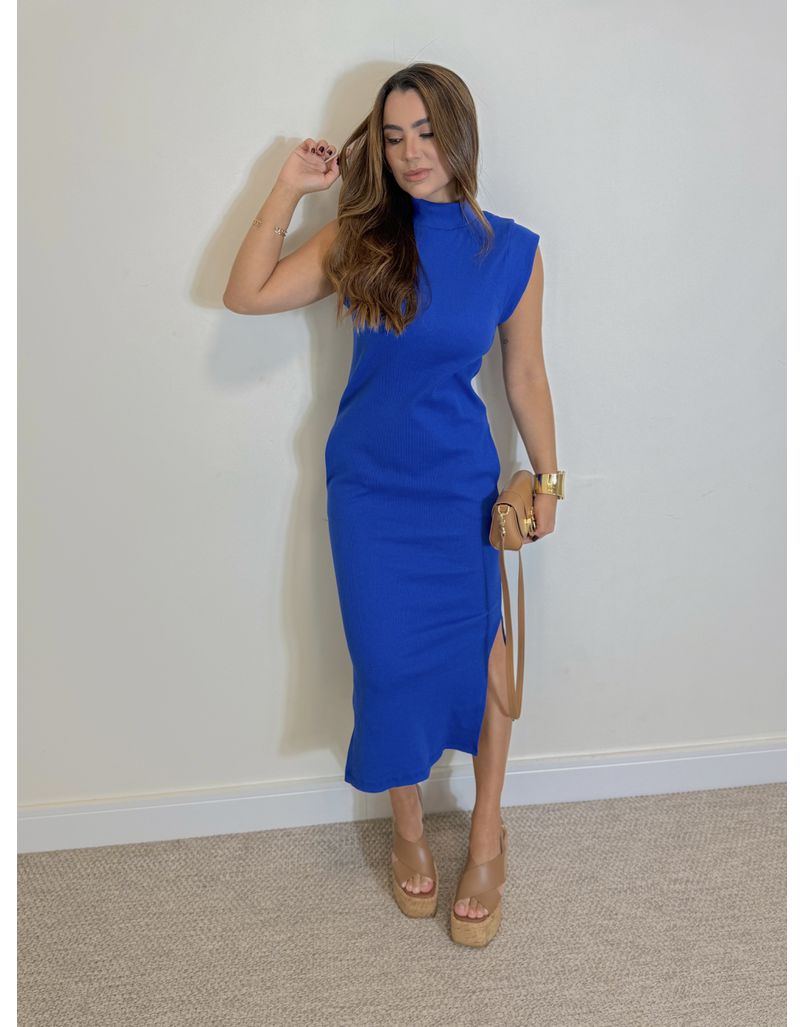 Vestido Canelado Muscle Tee Azul Royal