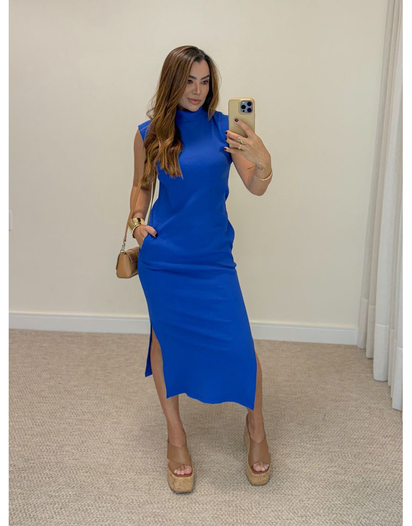Vestido Canelado Muscle Tee Azul Royal