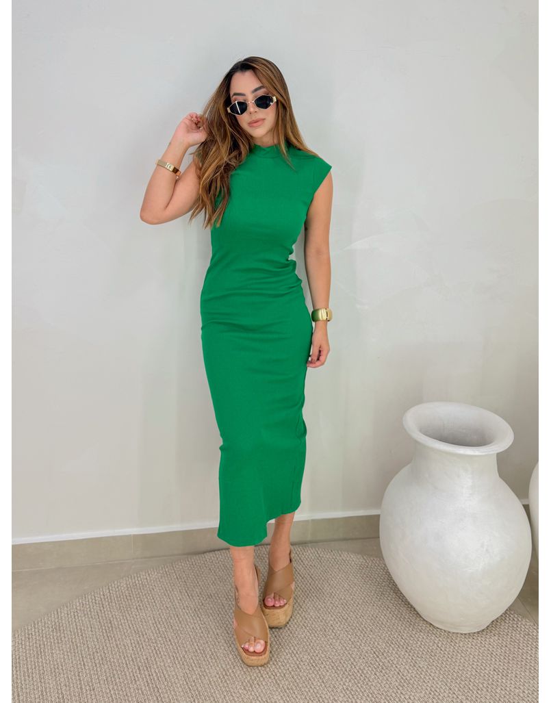 Vestido Canelado Buenos Aires Verde - Loja La Mina 