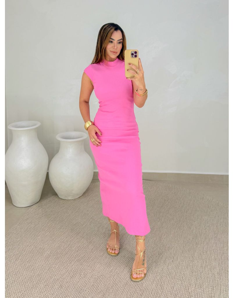 Vestido Canelado Buenos Aires Rosa