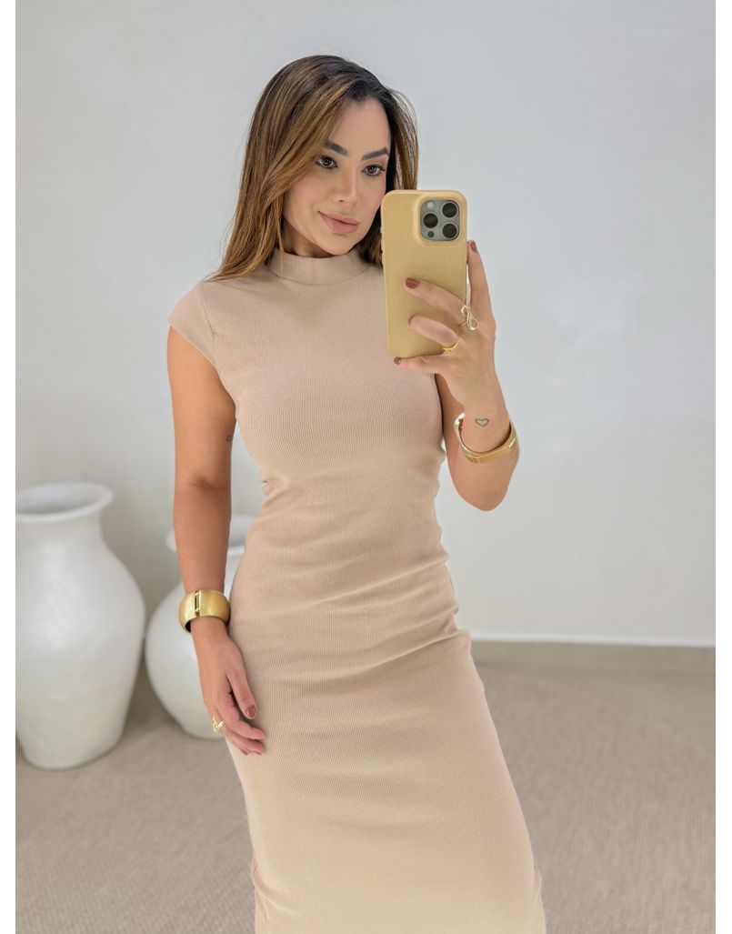 Vestido Canelado Buenos Aires Cappuccino