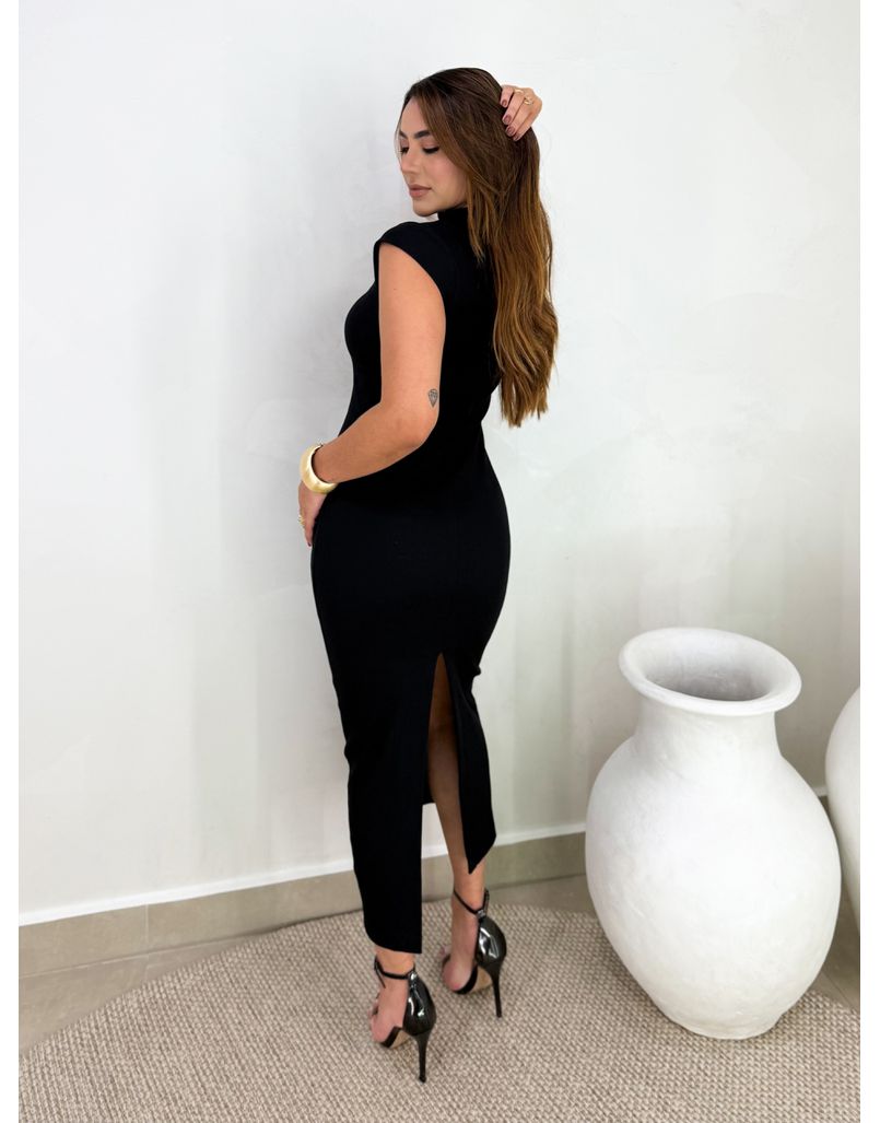Vestido Canelado Buenos Aires Preto