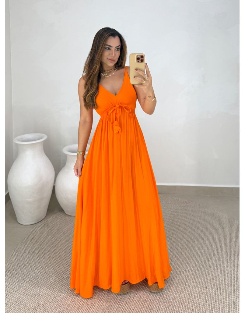 Vestido Liso Ibiza Laranja - Loja La Mina 