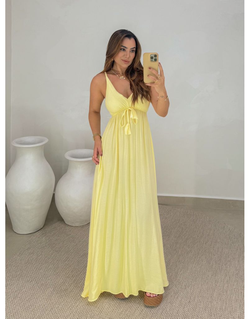 Vestido Liso Ibiza Amarelo - Loja La Mina 