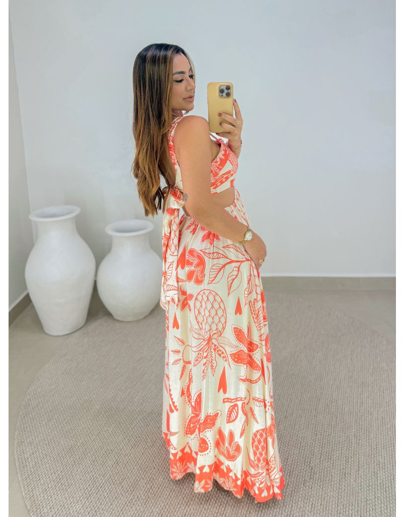 Vestido Estampado Havaí Coral