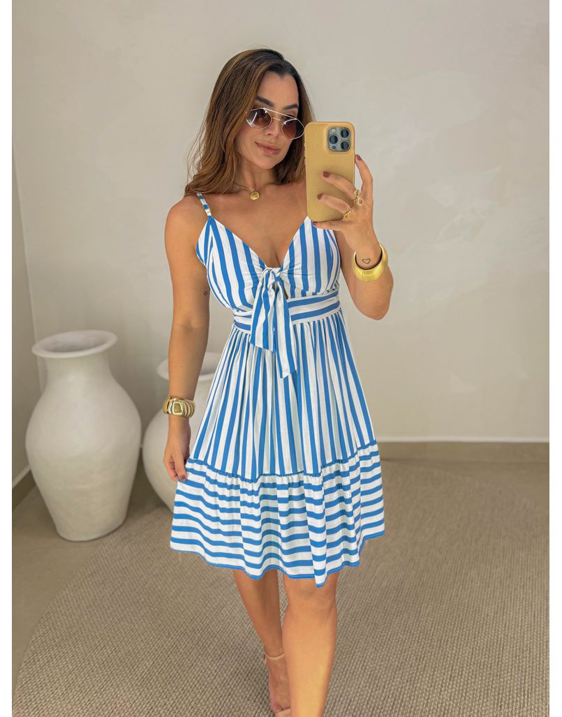 Vestido Listrado Suécia Azul - Loja La Mina 