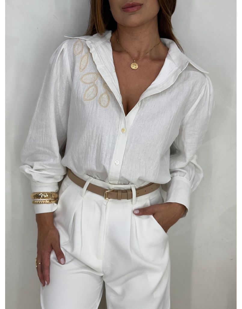 Camisa Bordada Manila Branca