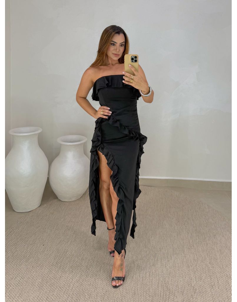 Vestido Midi Boho Preto