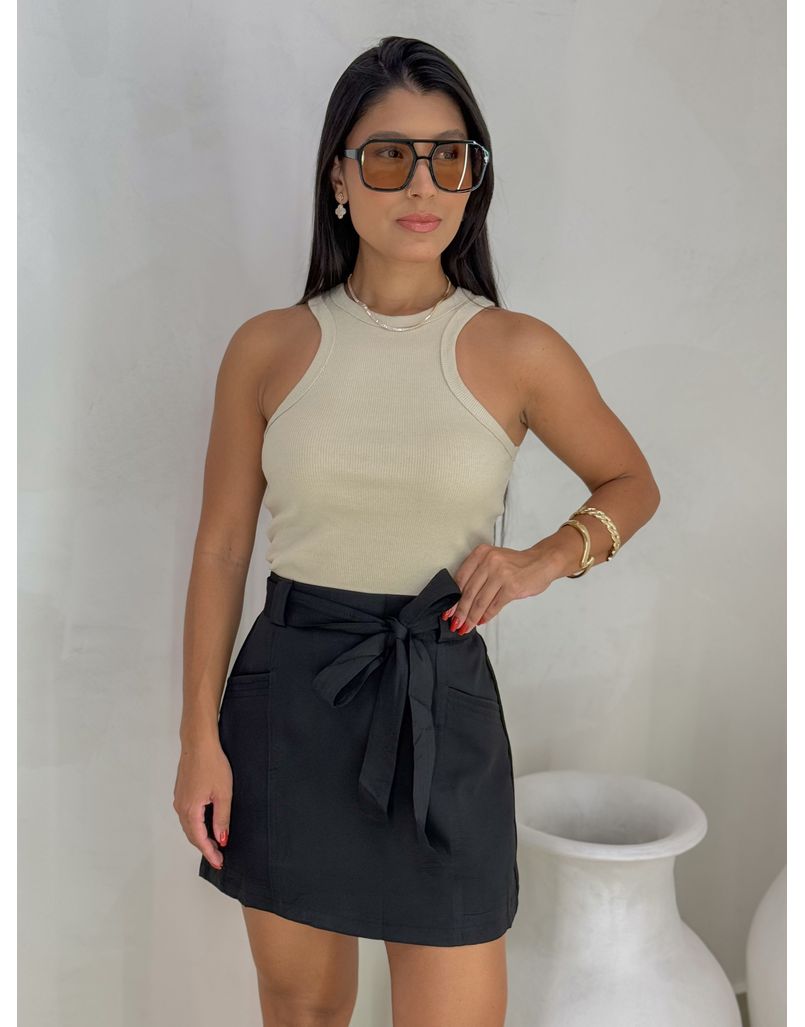 Short Saia Cinto Patricia Preto