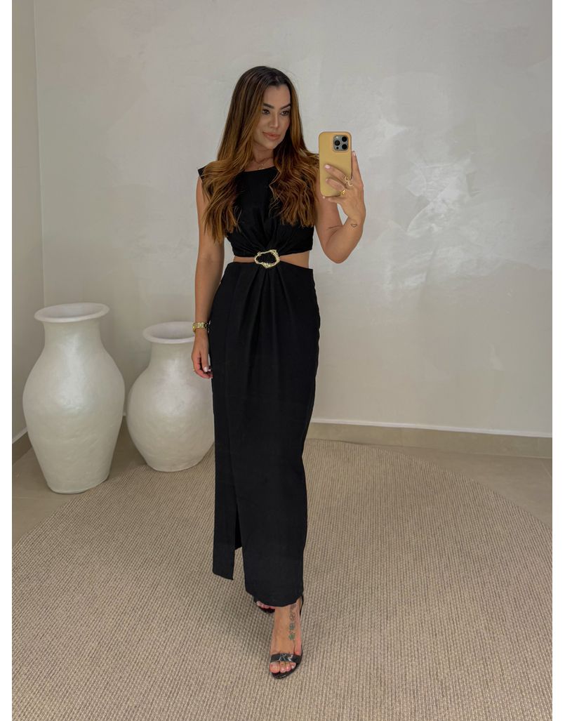 Vestido Midi Dubai Preto - Loja La Mina 
