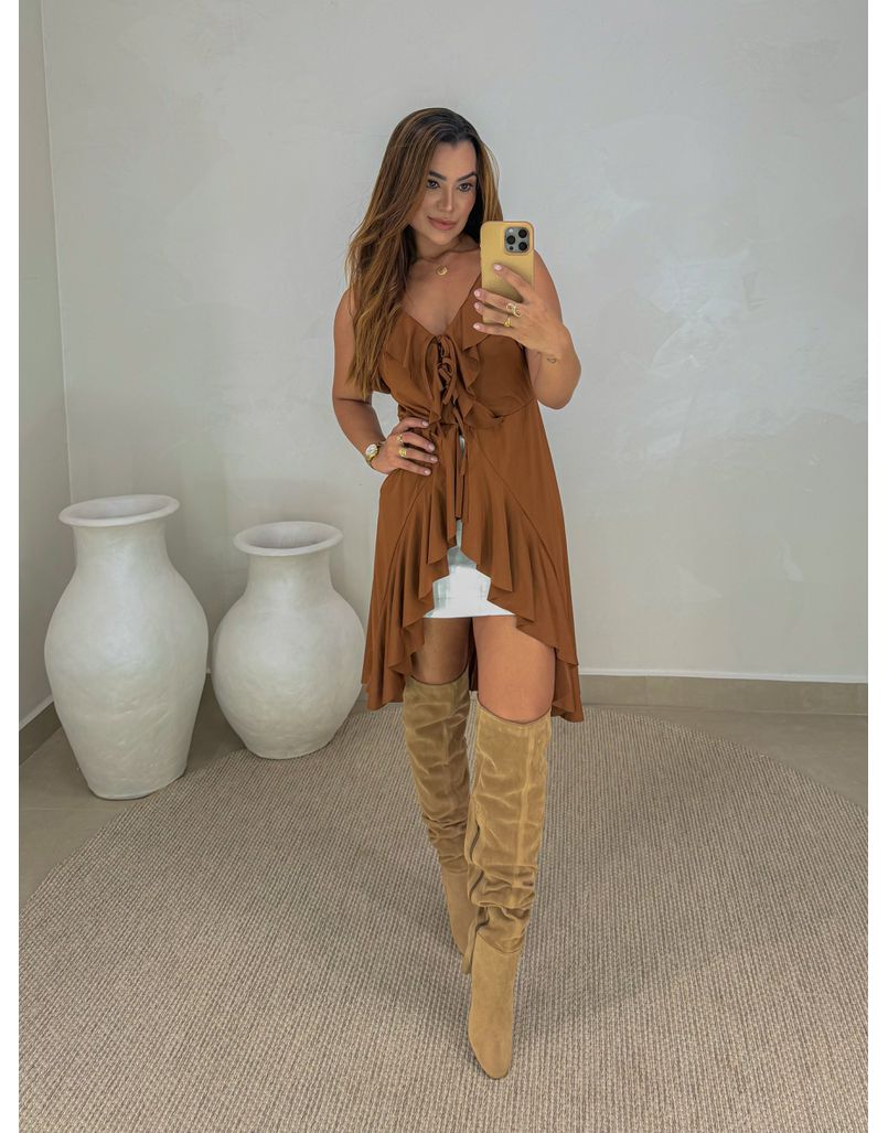 Blusa Bata Boho Marrom