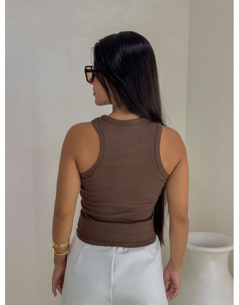 Cropped Regata Canelado Café