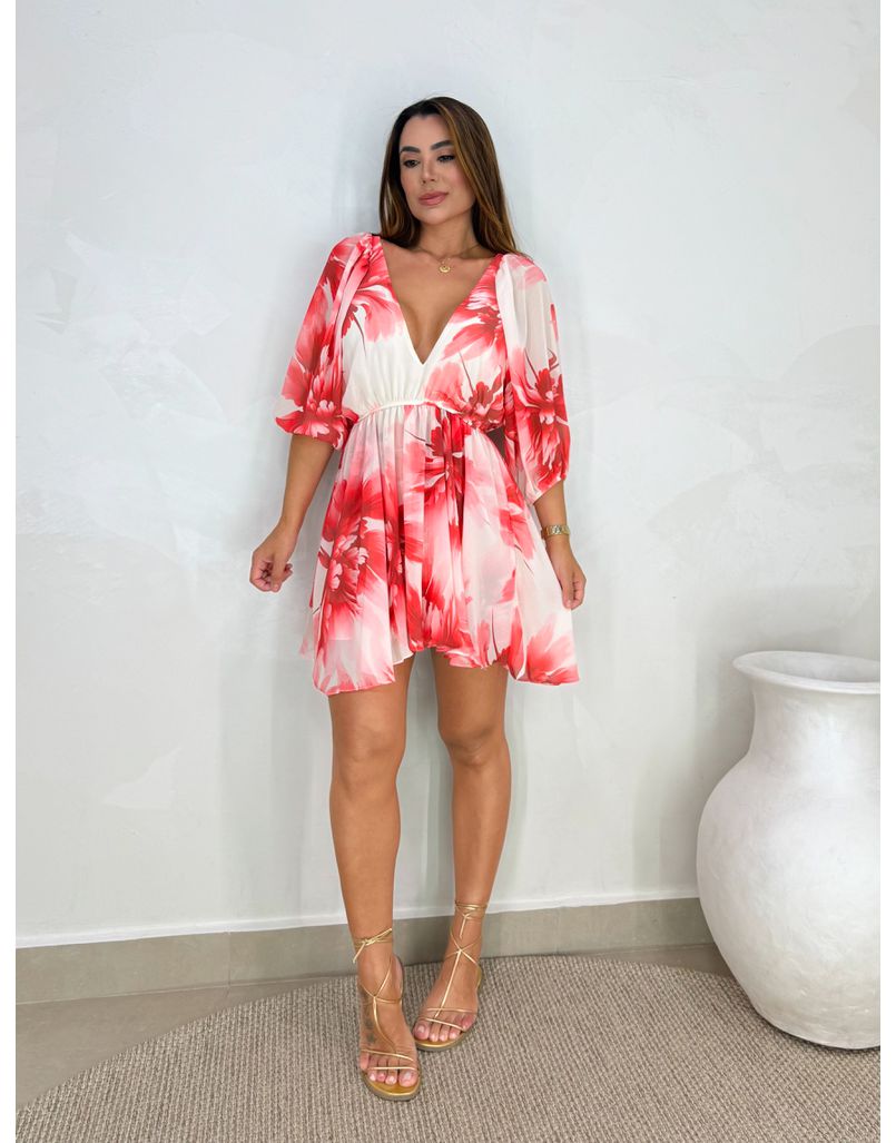 Vestido Estampado Taiti Rosa - Loja La Mina 