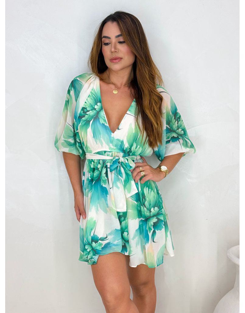 Vestido Estampado Taiti Verde - Loja La Mina 