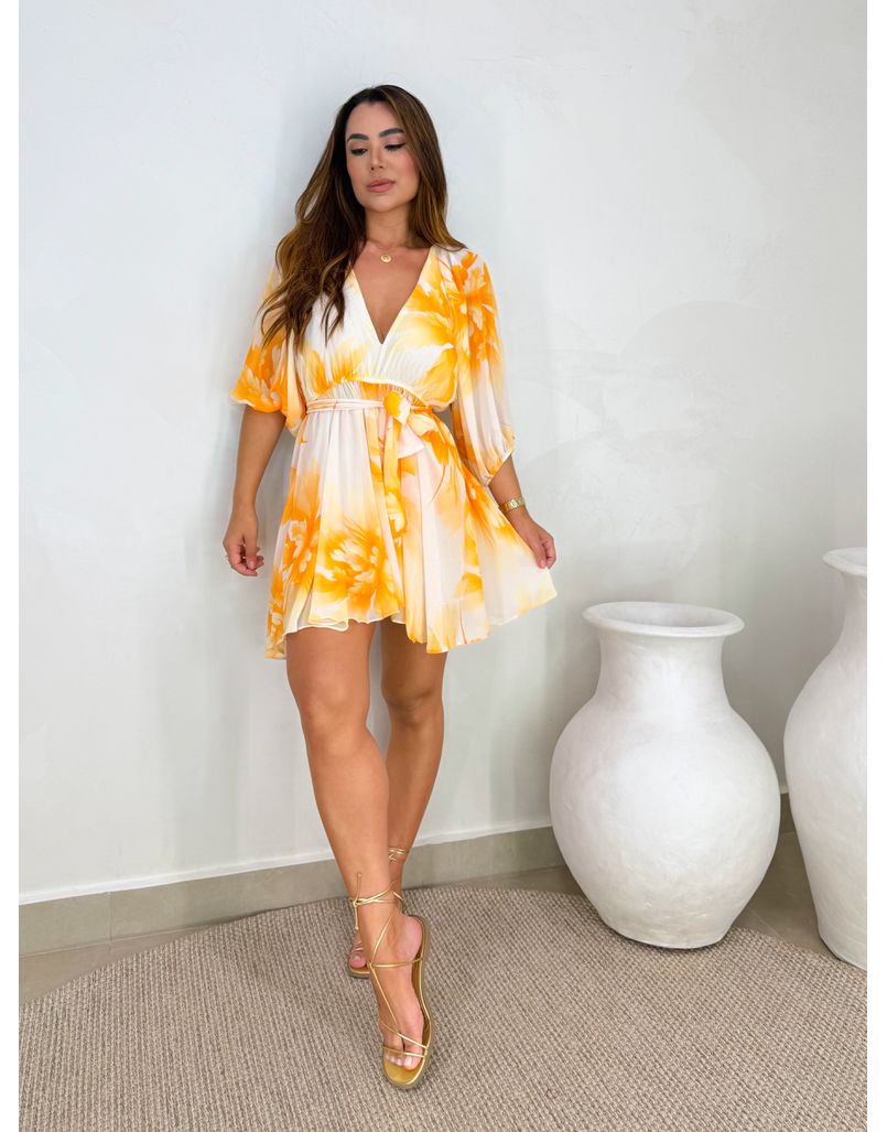 Vestido Estampado Taiti Amarelo - Loja La Mina 
