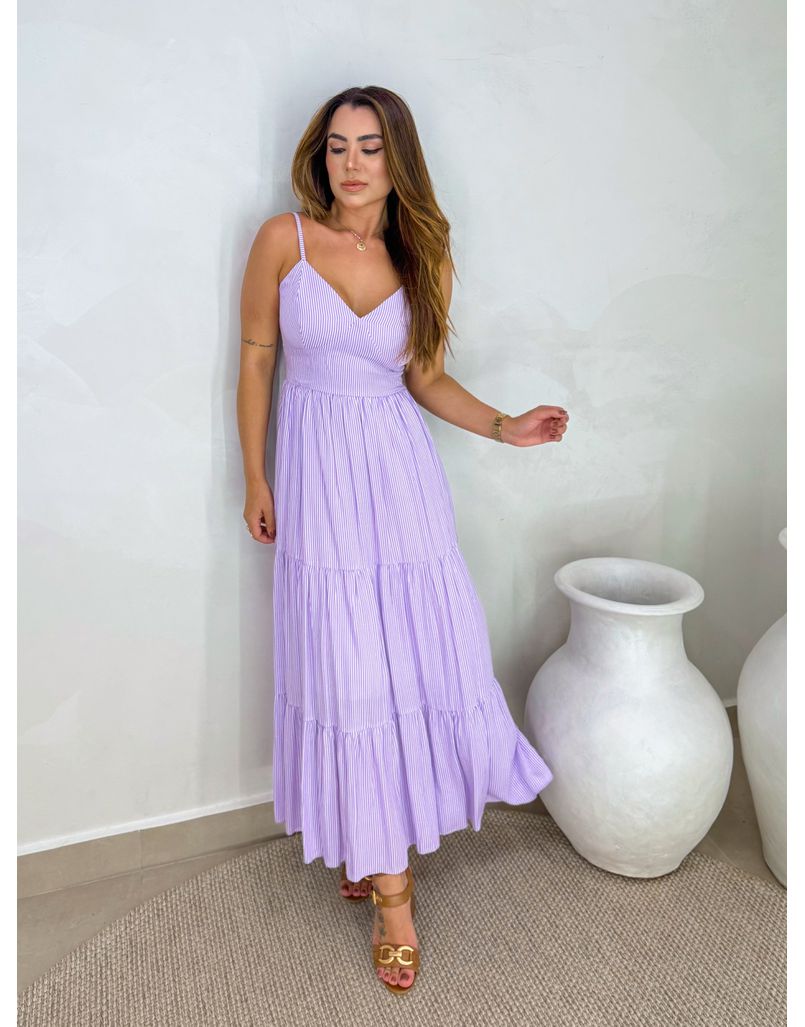 Vestido Atenas Listrado Lavanda - Loja La Mina 