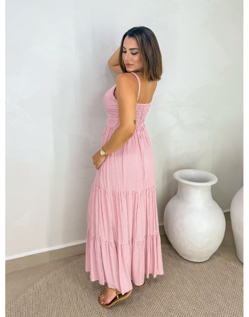 Vestido Atenas Listrado Rosa