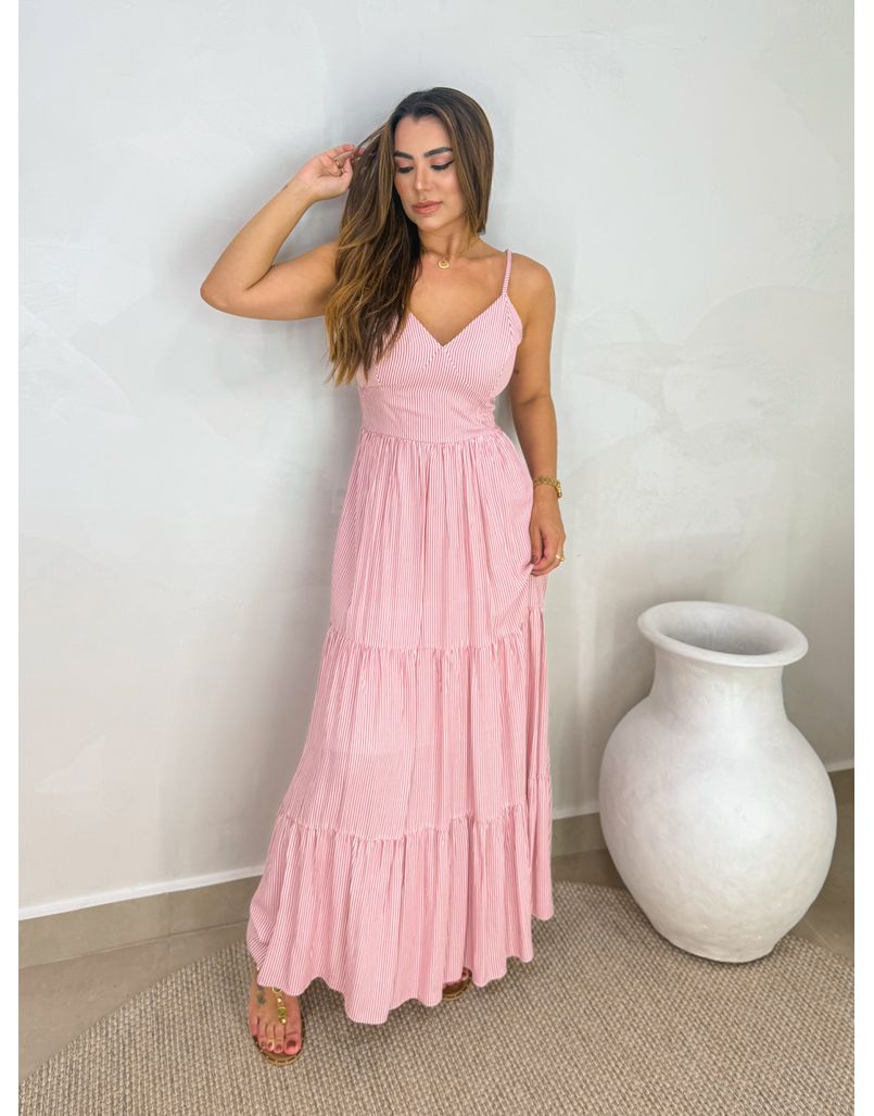 Vestido Atenas Listrado Rosa