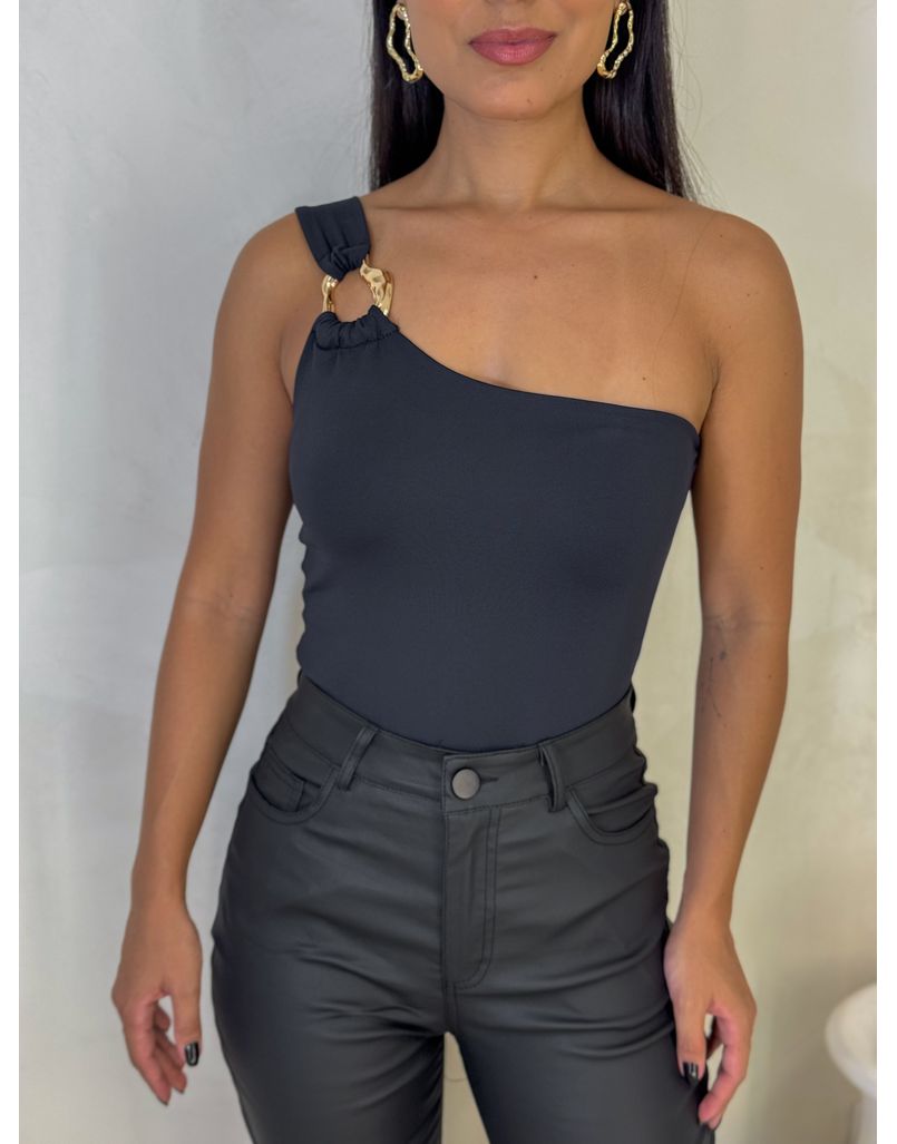 Body Fivela Ombro Só Preto 