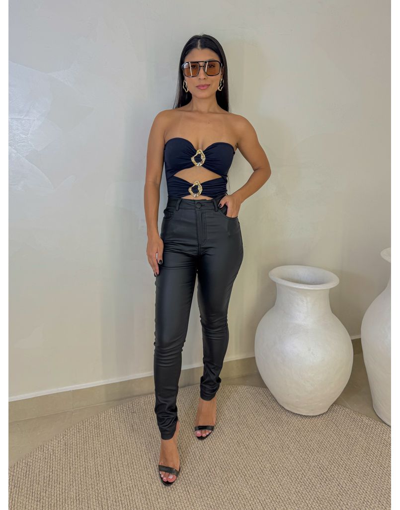 Calça Resinada Olivia Preta - Loja La Mina 