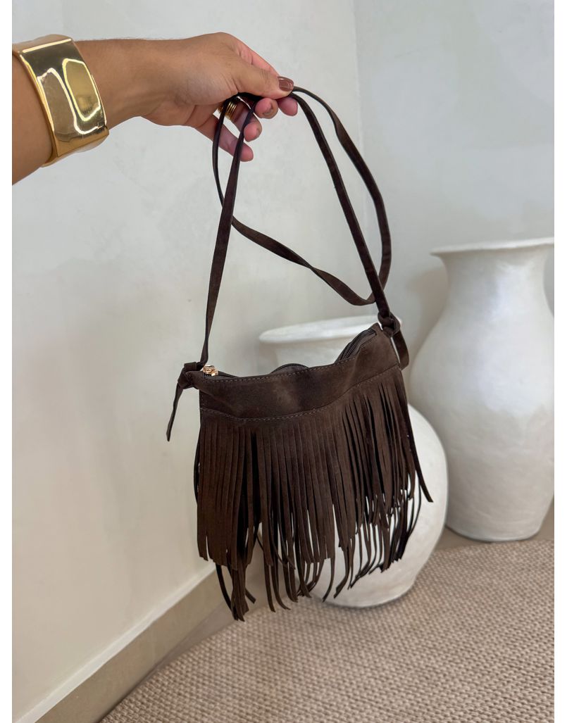 Bolsa Franja Camurça Café 