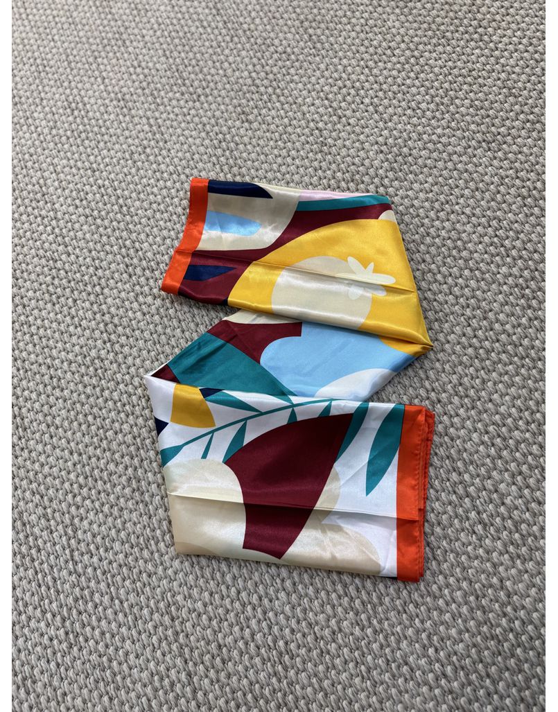 Lenço Cetim Abstrato Laranja - Loja La Mina 