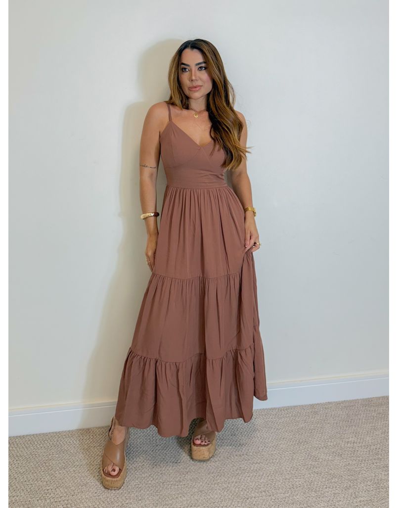 Vestido Midi Atenas Mocha Mousse - Loja La Mina 