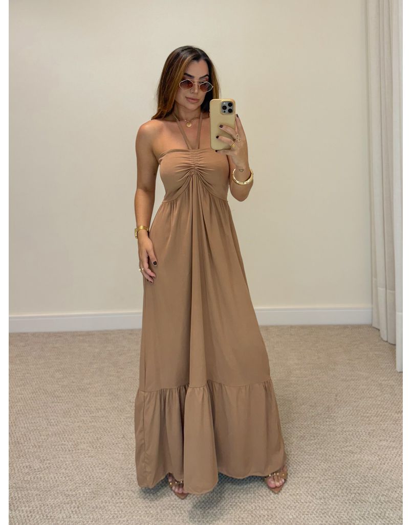 Vestido Midi Amanda Tomara Que Caia Mocha Mousse 