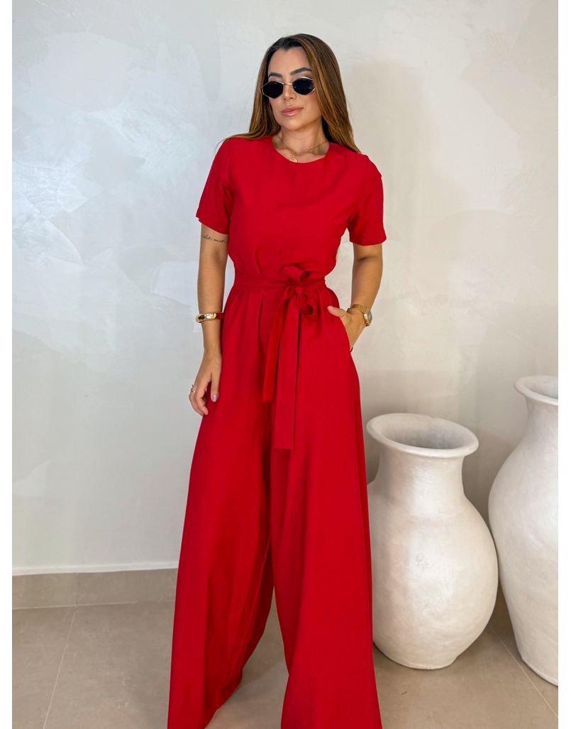 Macacão Manguinha Sabrina Vermelho