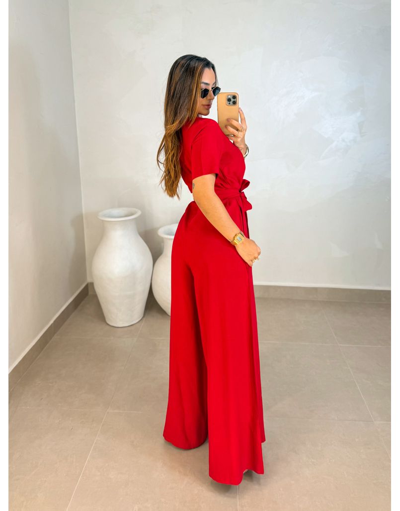 Macacão Manguinha Sabrina Vermelho
