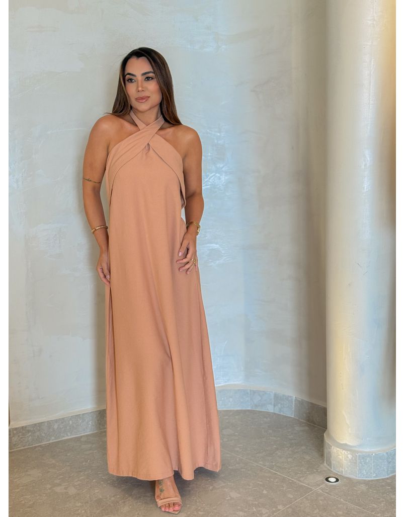 Vestido Midi Frente Única Melina Cappuccino