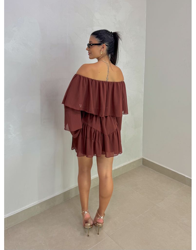 Vestido Ombro á Ombro Boho Café
