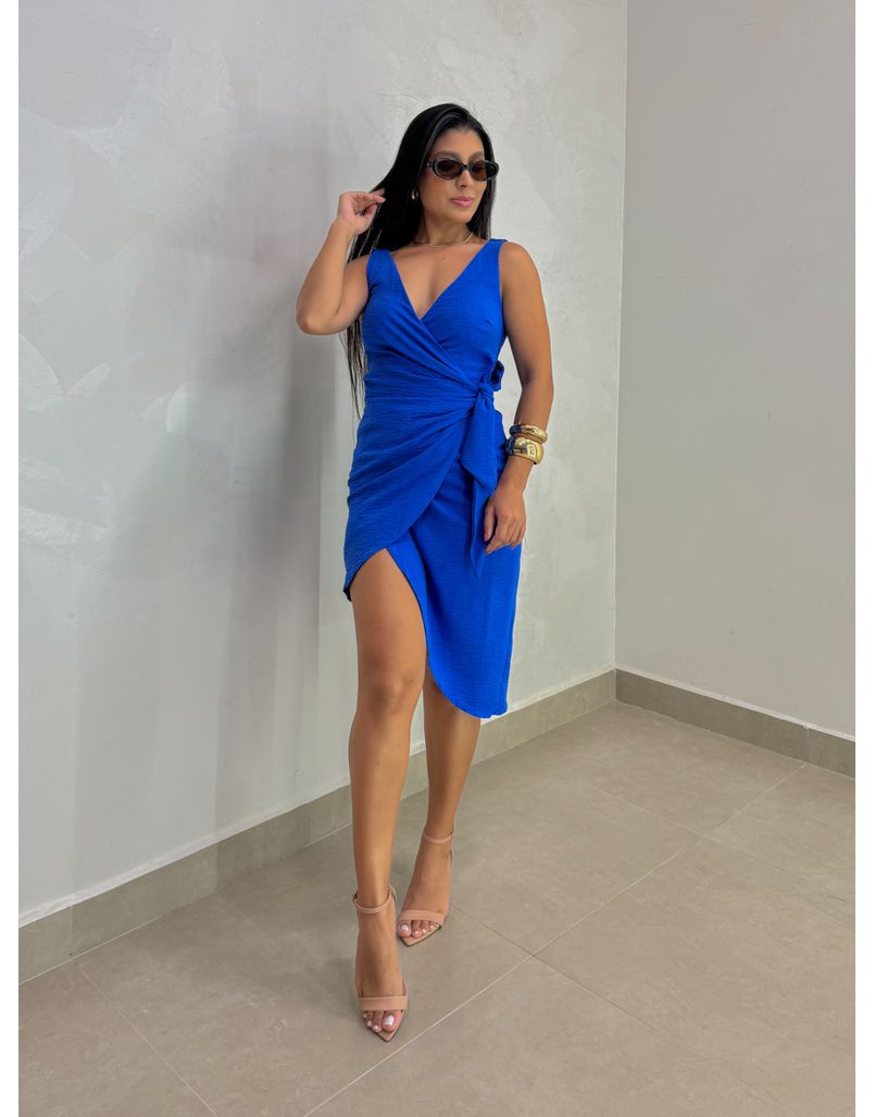 Vestido Transpassado Valentina Azul
