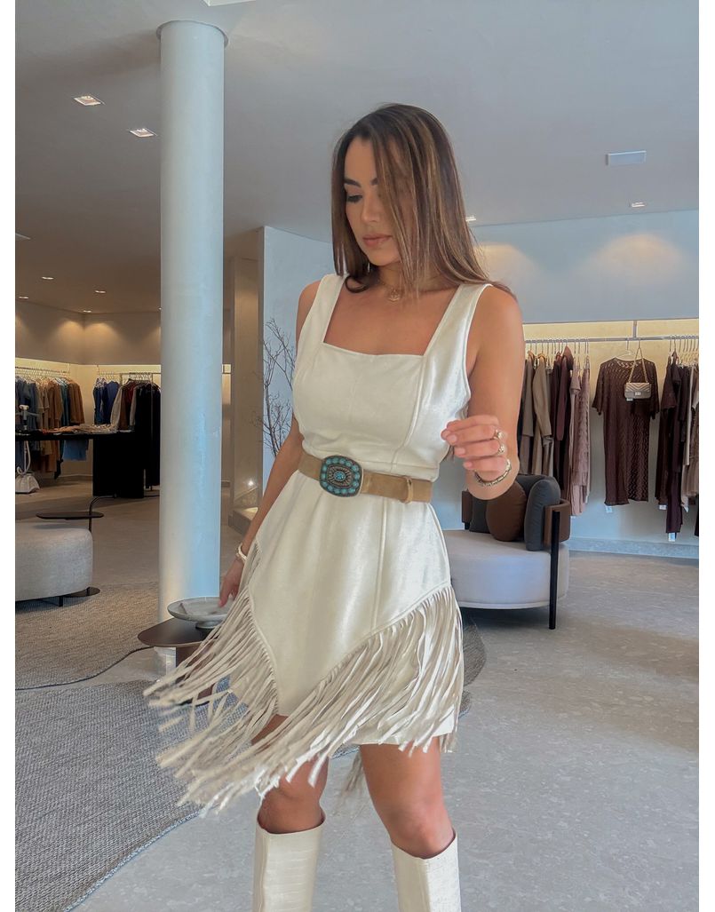 Vestido Franja Diana Marfim